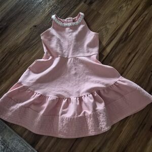 Janie and Jack Light Pink Sleeveless Ruffle Hem Dress with Scallop Trim